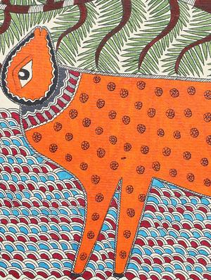 imithila mithila depiction of deer under a tree (38x29 cms) - 12481409 - Standard Image - 3