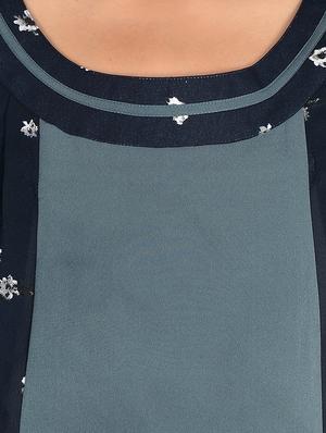 navy blue printed georgette asymmetric dress - 12483140 - Standard Image - 4