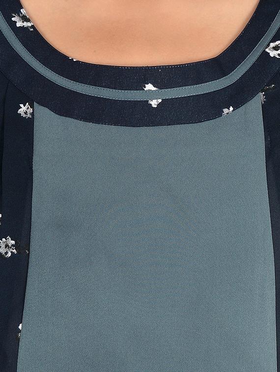 navy blue printed georgette asymmetric dress - 12483140 - Zoom Image - 4
