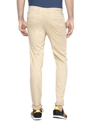 beige solid chinos - 12483465 - Standard Image - 3