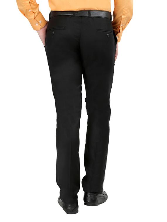 black polyester flat front trousers formal - 12483720 - Zoom Image - 3