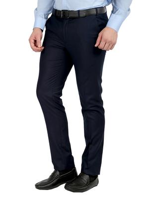 navy blue polyester flat front trousers formal - 12483721 - Standard Image - 2
