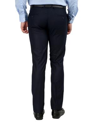 navy blue polyester flat front trousers formal - 12483721 - Standard Image - 3