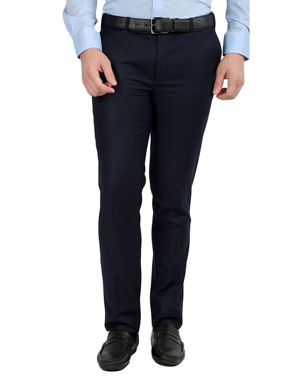 navy blue polyester flat front trousers formal - 12483721 - Zoom Image - 1