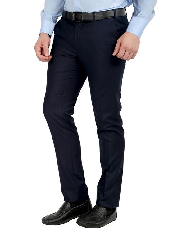 navy blue polyester flat front trousers formal - 12483721 - Zoom Image - 2