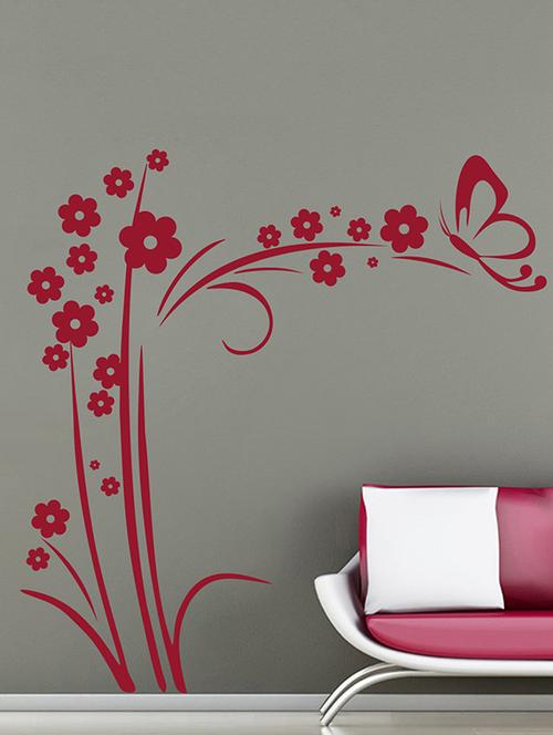 wallskart flowers and branch abstract brown wall sticker - 12483783 - Standard Image - 1