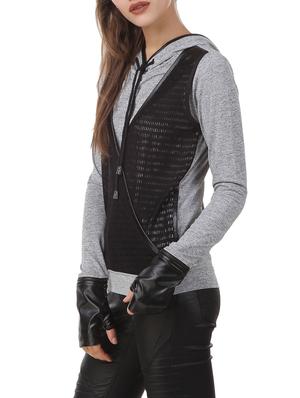grey polyester hooded sweatshirt - 12484974 - Standard Image - 2