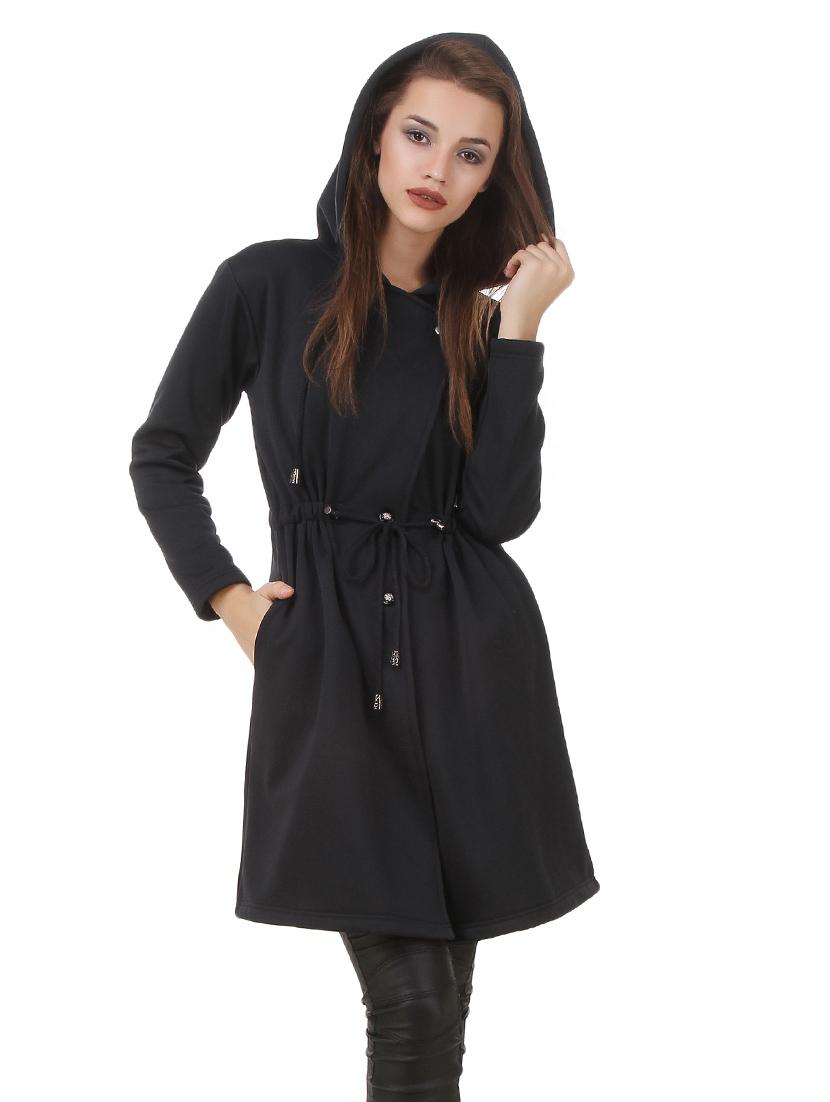 solid black long over coat - 12484985 - Zoom Image - 1