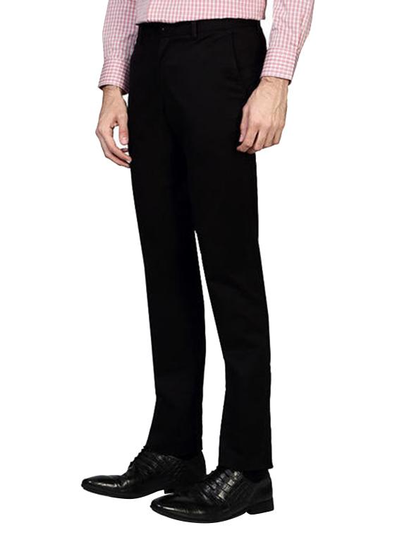 black polyester flat front trousers formal - 12487189 - Zoom Image - 2