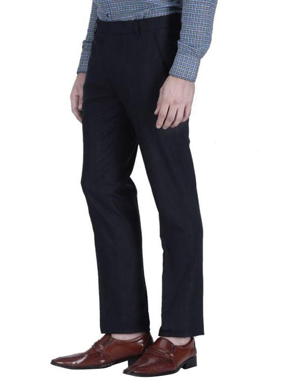 navy blue polyester flat front trousers formal - 12487190 - Zoom Image - 2