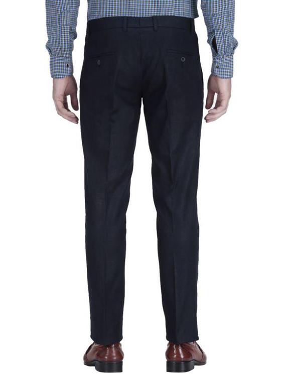 navy blue polyester flat front trousers formal - 12487190 - Zoom Image - 3