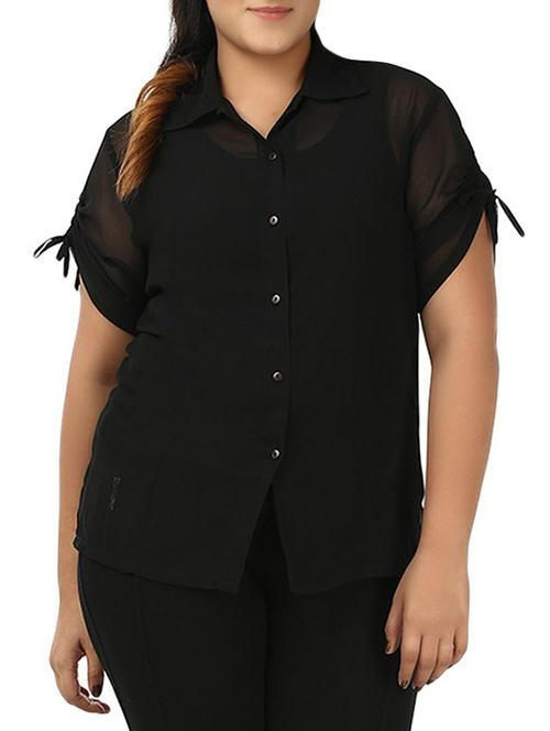 black georgette plus shirt - 12496889 - Very Small Image - 1