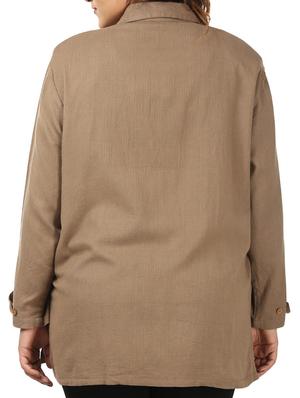 brown cotton plus shirt - 12496897 - Standard Image - 3