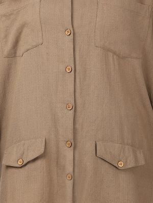 brown cotton plus shirt - 12496897 - Standard Image - 4