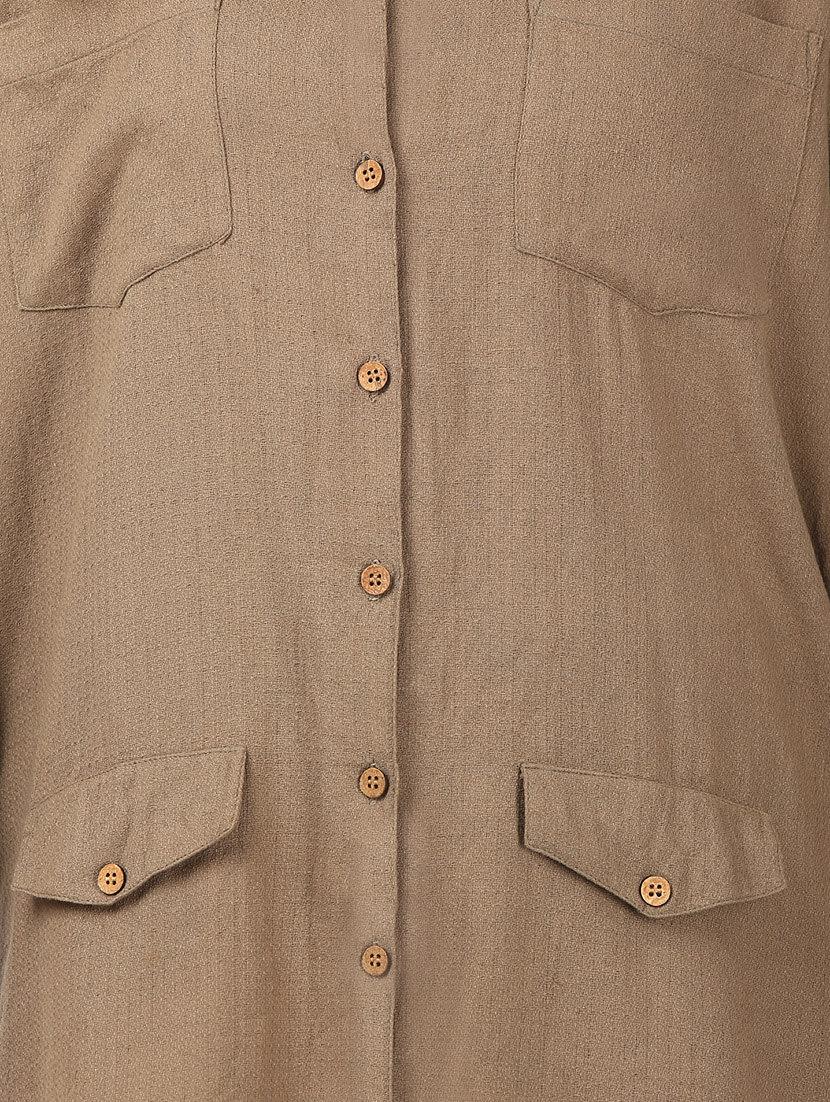 brown cotton plus shirt - 12496897 - Zoom Image - 4