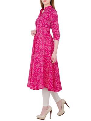 pink cotton anarkali kurta - 12502096 - Standard Image - 2