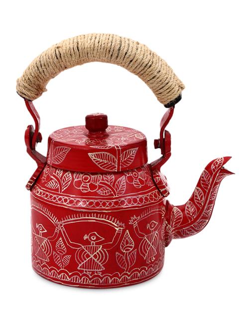 maroon painted tea kettle - 1250369 - Standard Image - 1
