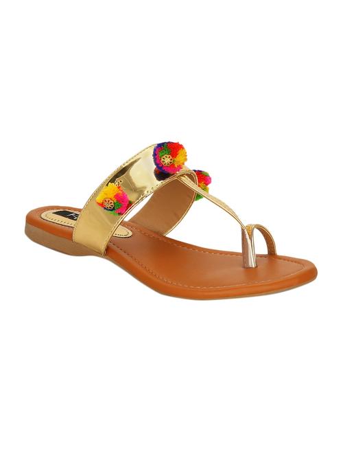 gold one toe flat sandals - 12508732 -  Standard Image - 0