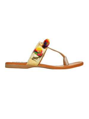 gold one toe flat sandals - 12508732 -  Standard Image - 1