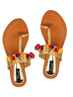 gold one toe flat sandals - 12508732 - Standard Image - 4