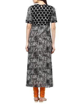 black cotton a-line kurta - 12512399 - Standard Image - 3