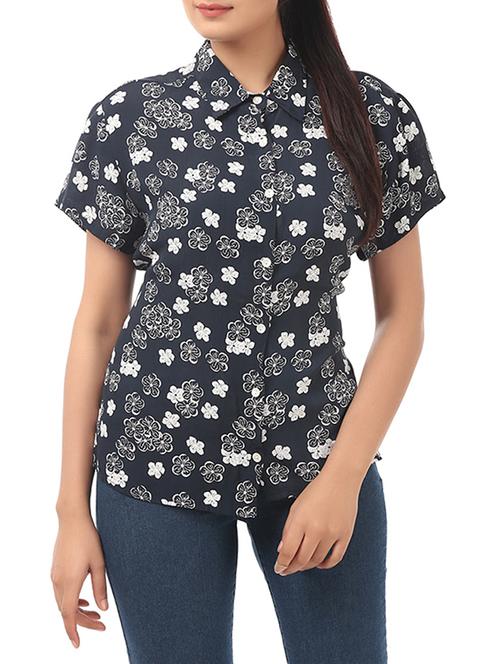 black floral printed viscose shirt - 12518277 - Standard Image - 1