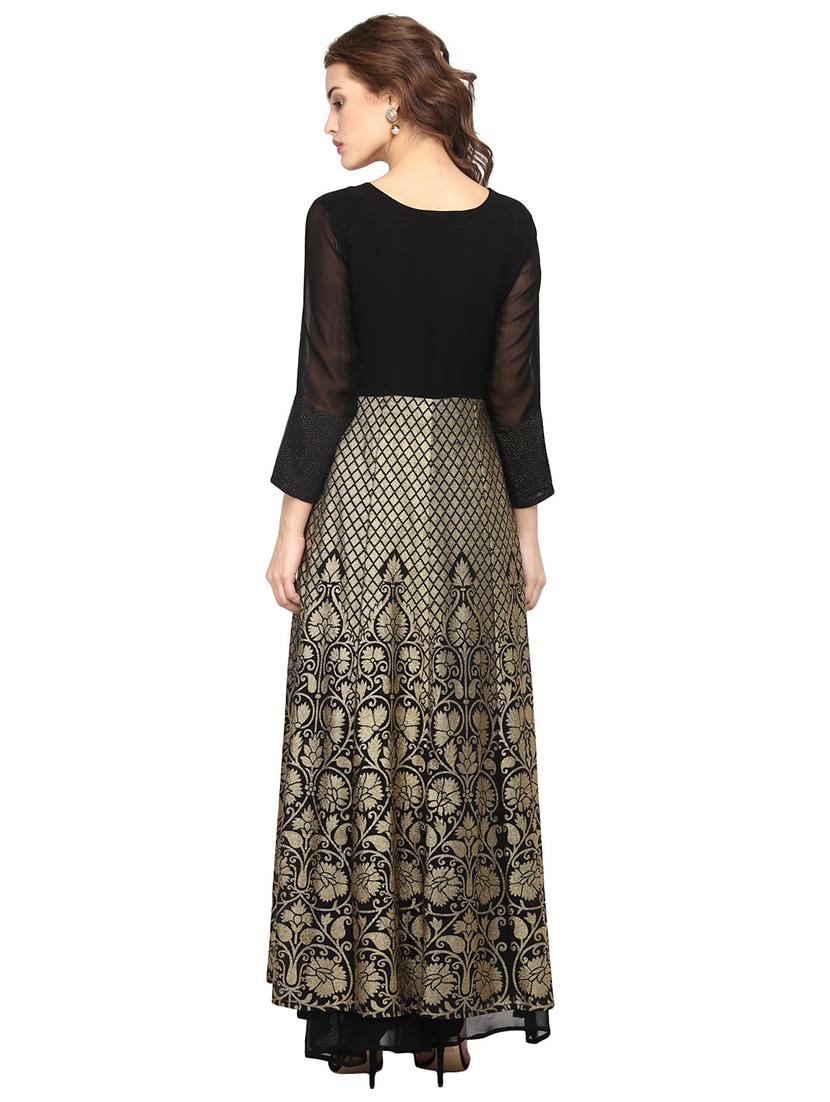 high slit gold print kurta - 12524542 - Zoom Image - 3