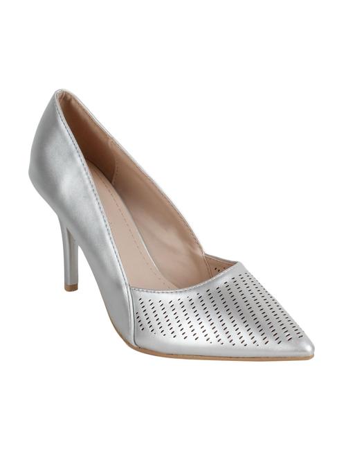 silver leatherette slip on pumps - 12543321 -  Standard Image - 0