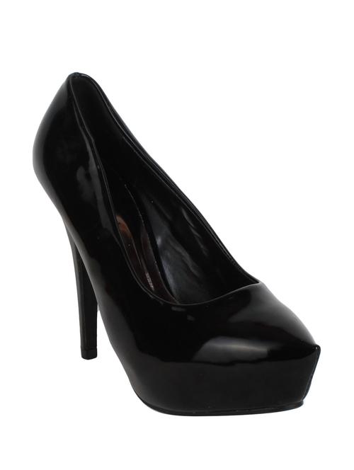 black leatherette slip on pumps - 12543346 -  Standard Image - 0