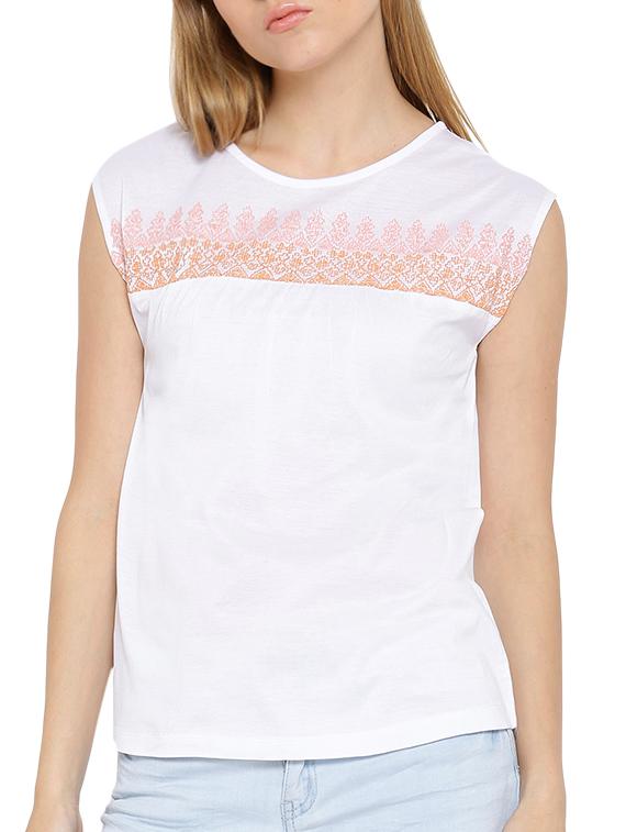 white printed cotton tee - 12550203 - Zoom Image - 1