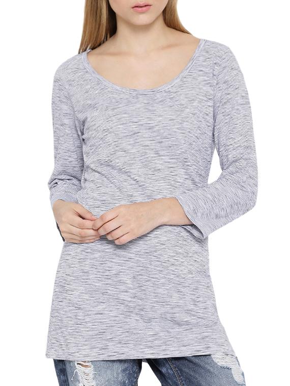 solid grey cotton long tee - 12550207 - Zoom Image - 1