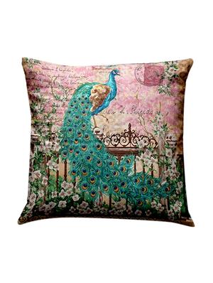 bianca blue feather peacock print cushion covers - 12552310 - Standard Image - 2