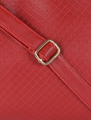 red leatherette textured handbag with sling - 12552915 - Standard Image - 4