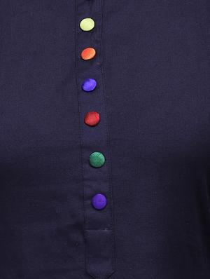 blue cotton a-line kurta - 12555145 - Standard Image - 4