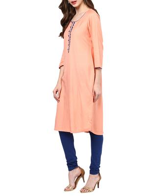 peach rayon long kurta kurta - 12555440 - Standard Image - 2