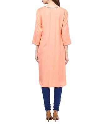 peach rayon long kurta kurta - 12555440 - Standard Image - 3