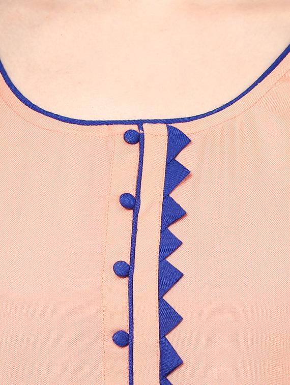 peach rayon long kurta kurta - 12555440 - Zoom Image - 4