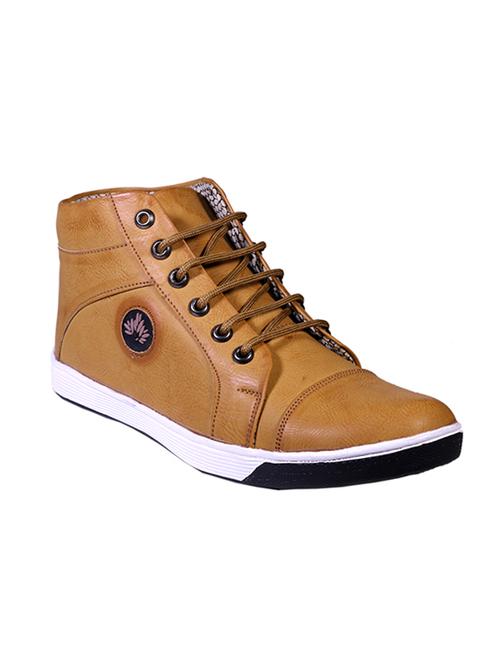 tan synthetic lace up sneakers - 12555490 - Very Small Image - 1