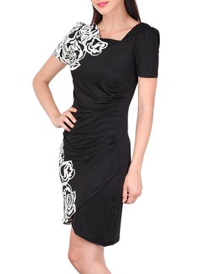 faux wrap cowl detail sheath dress - 12558736 - Standard Image - 2