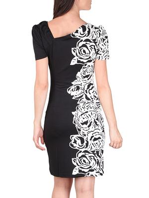 faux wrap cowl detail sheath dress - 12558736 - Standard Image - 3