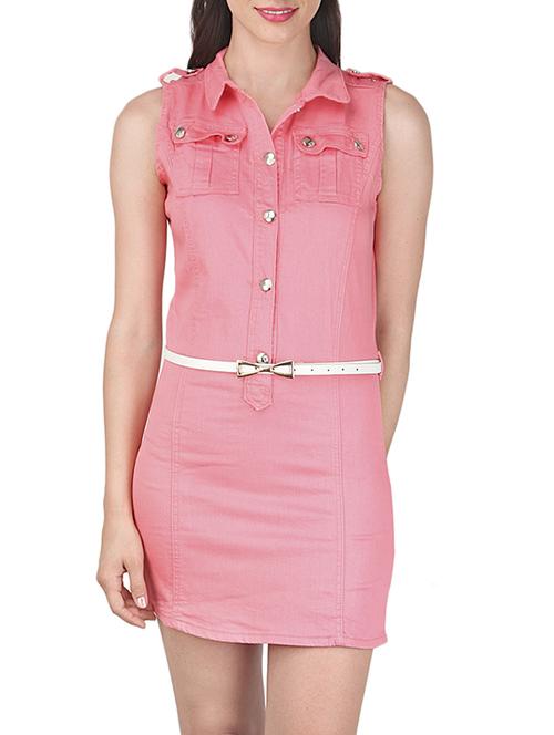 belted button detail sheath dress - 12558739 - Standard Image - 1