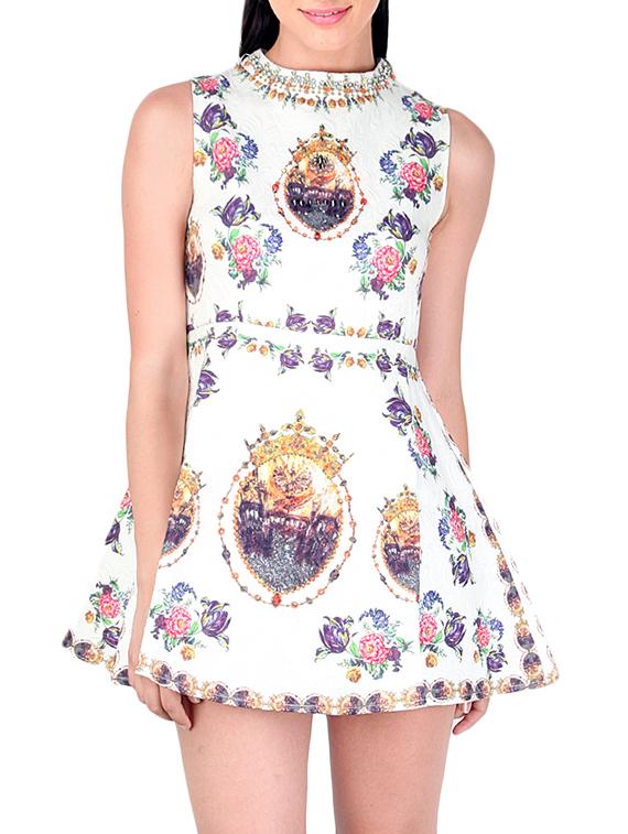 embellished floral a-line dress - 12558831 - Zoom Image - 1