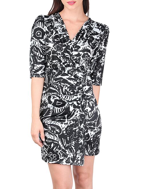 faux wrap surplice sheath dress - 12558840 - Standard Image - 1