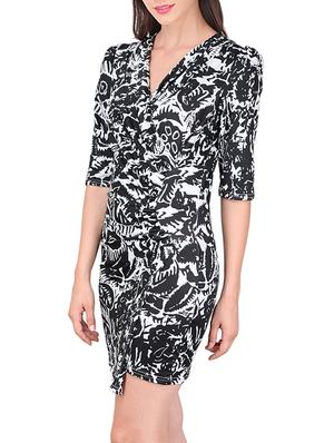 faux wrap surplice sheath dress - 12558840 - Standard Image - 2