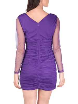 mesh overlay surplice sheath dress - 12558856 - Standard Image - 3