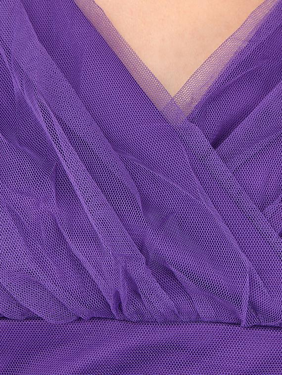 mesh overlay surplice sheath dress - 12558856 - Zoom Image - 4