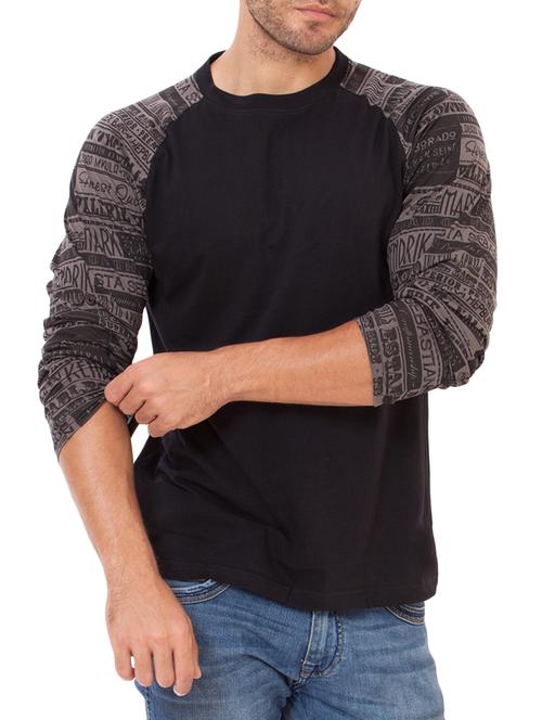 black cotton raglan t-shirt - 12560169 - Standard Image - 1