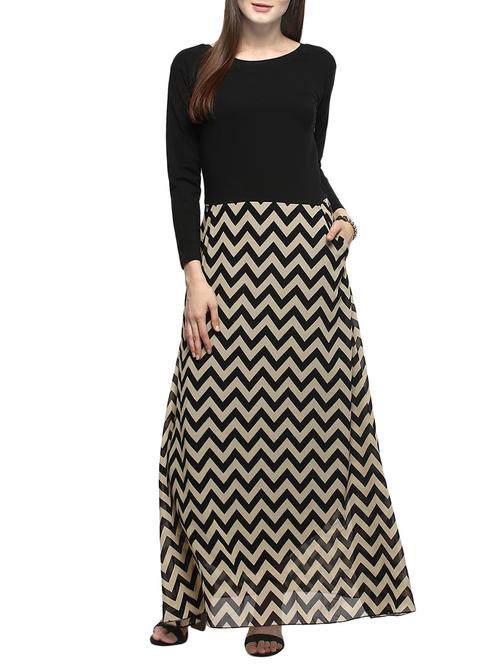 chevron print maxi dress - 12562919 - Standard Image - 1