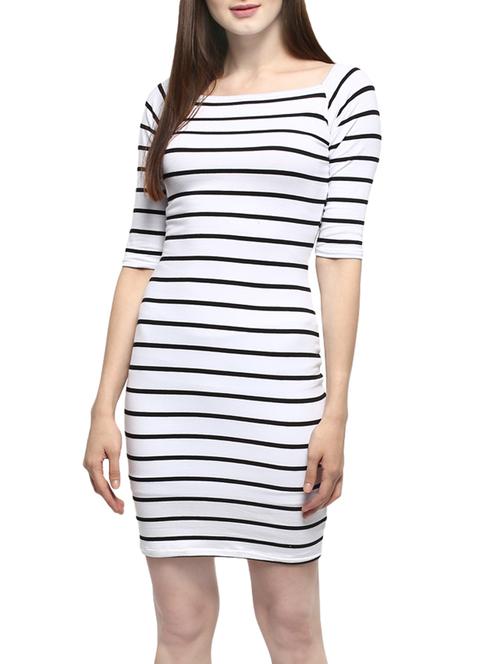 striped square neck bodyfitted dress - 12562929 - Standard Image - 1