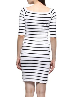 striped square neck bodyfitted dress - 12562929 - Standard Image - 3